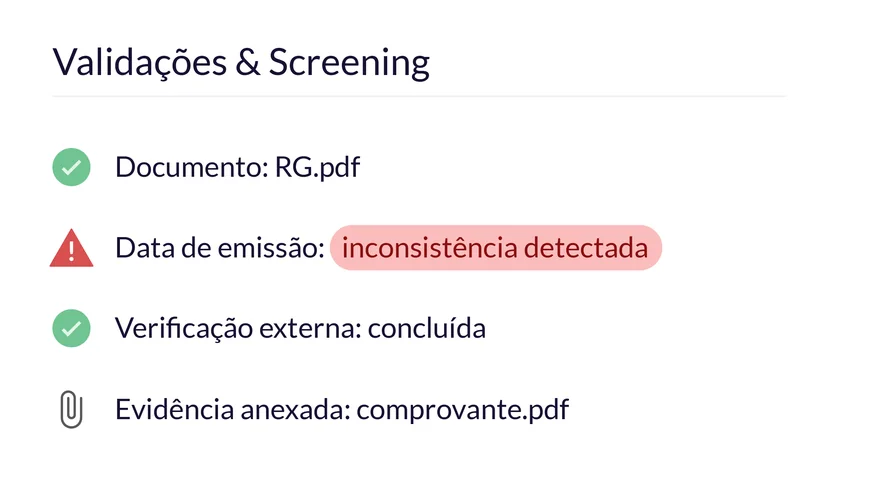 Tela de homologação de fornecedor com checklist e validação. Ambiente de demonstração.